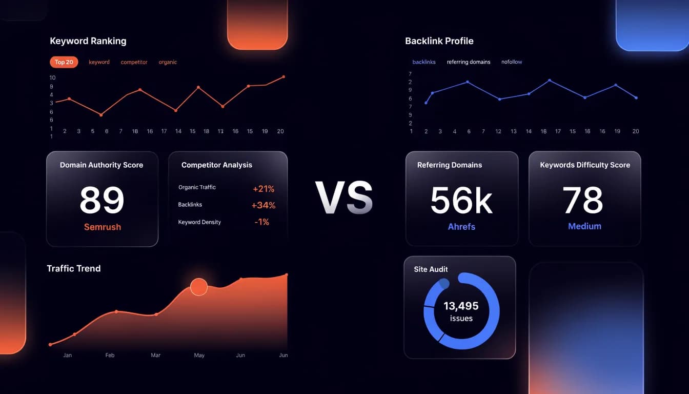 Semrush vs Ahrefs 2026 comparison — which SEO tool wins